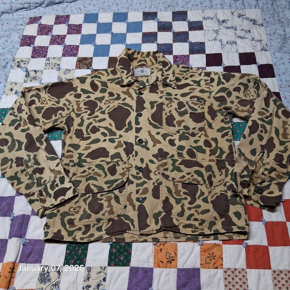 Vintage Black Sheep Camo Hunting Shirt Mens Size Small Button Up 60s 70s